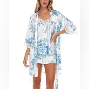 Flora Nikrooz Blue Floral Robe Set
